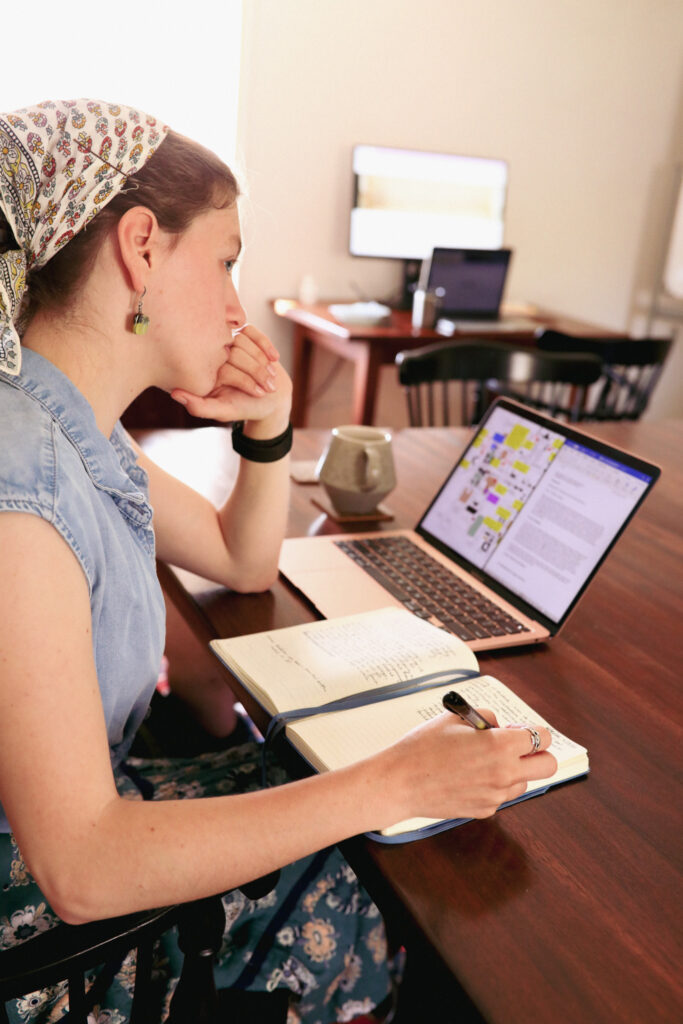 Mary Hannah Grier working on Adam and Fanny's World. Photo by Grace Helmick